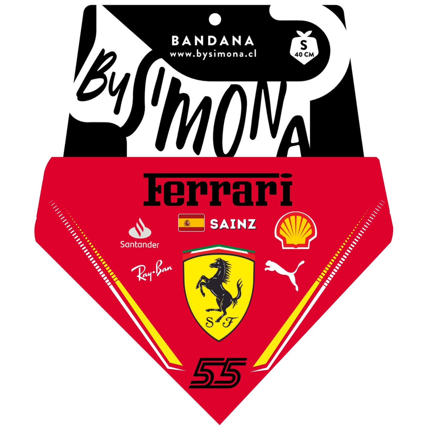 Bandana con Collar Ajustable para Perros y Gatos – Fórmula 1 -SAINZ