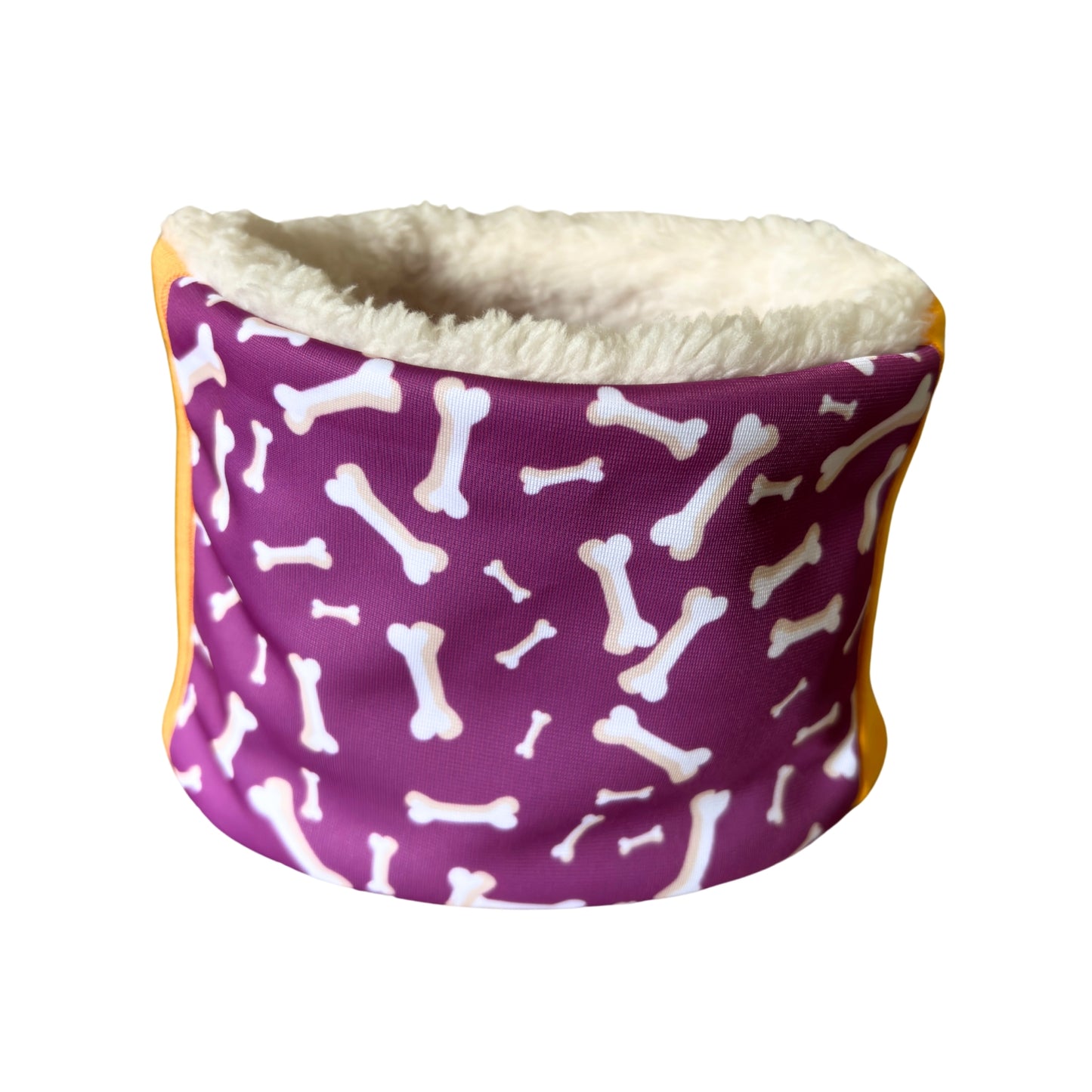 Cuello con peludito para Perro huesitos fondo morado