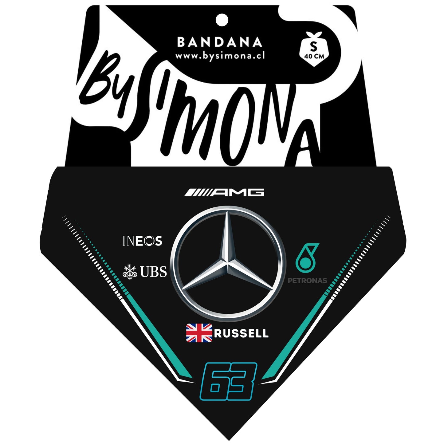 Bandana con Collar Ajustable para Perros y Gatos – Fórmula 1 - RUSSELL