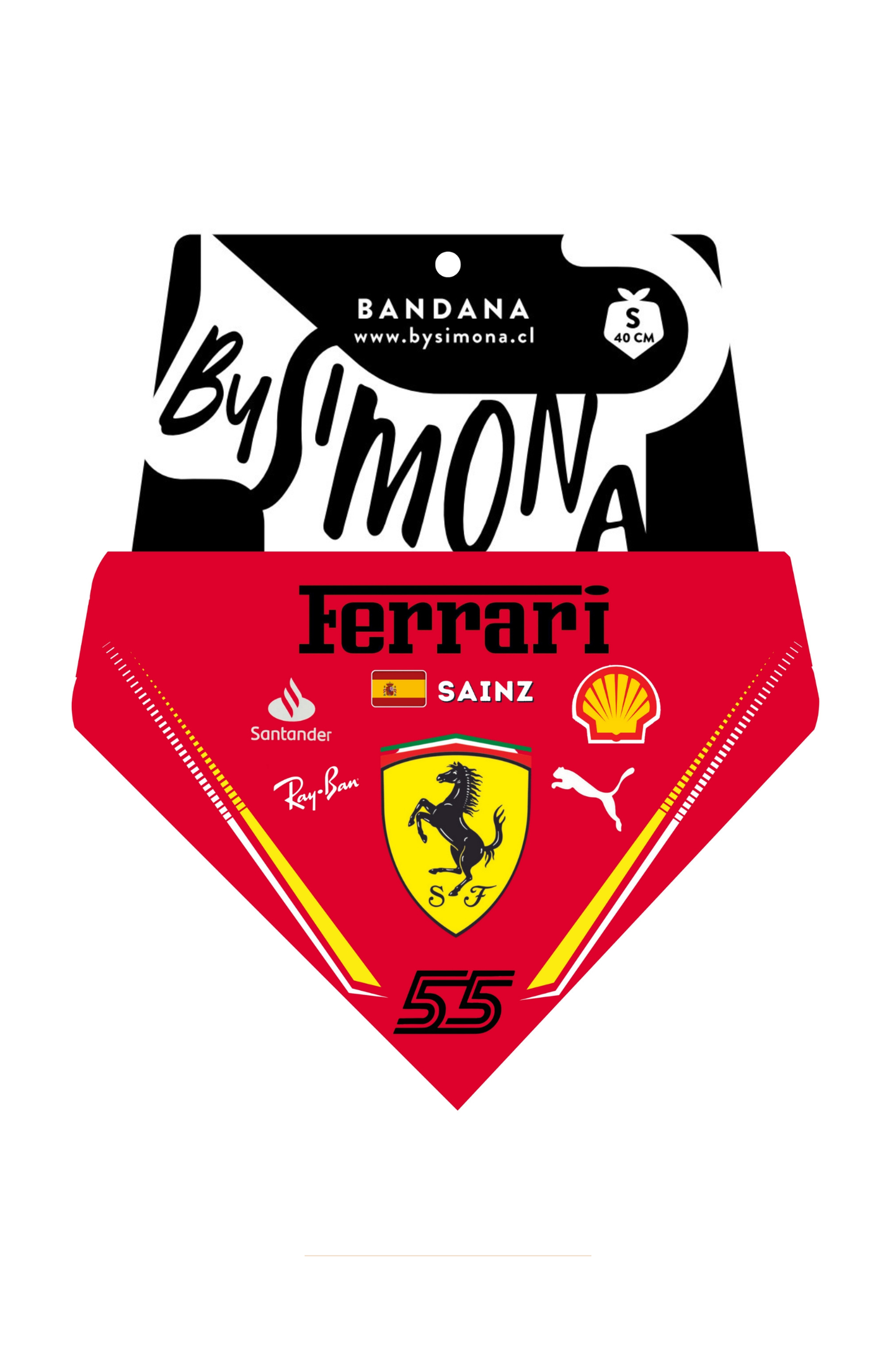 Bandana con Collar Ajustable para Perros y Gatos – Fórmula 1 -SAINZ