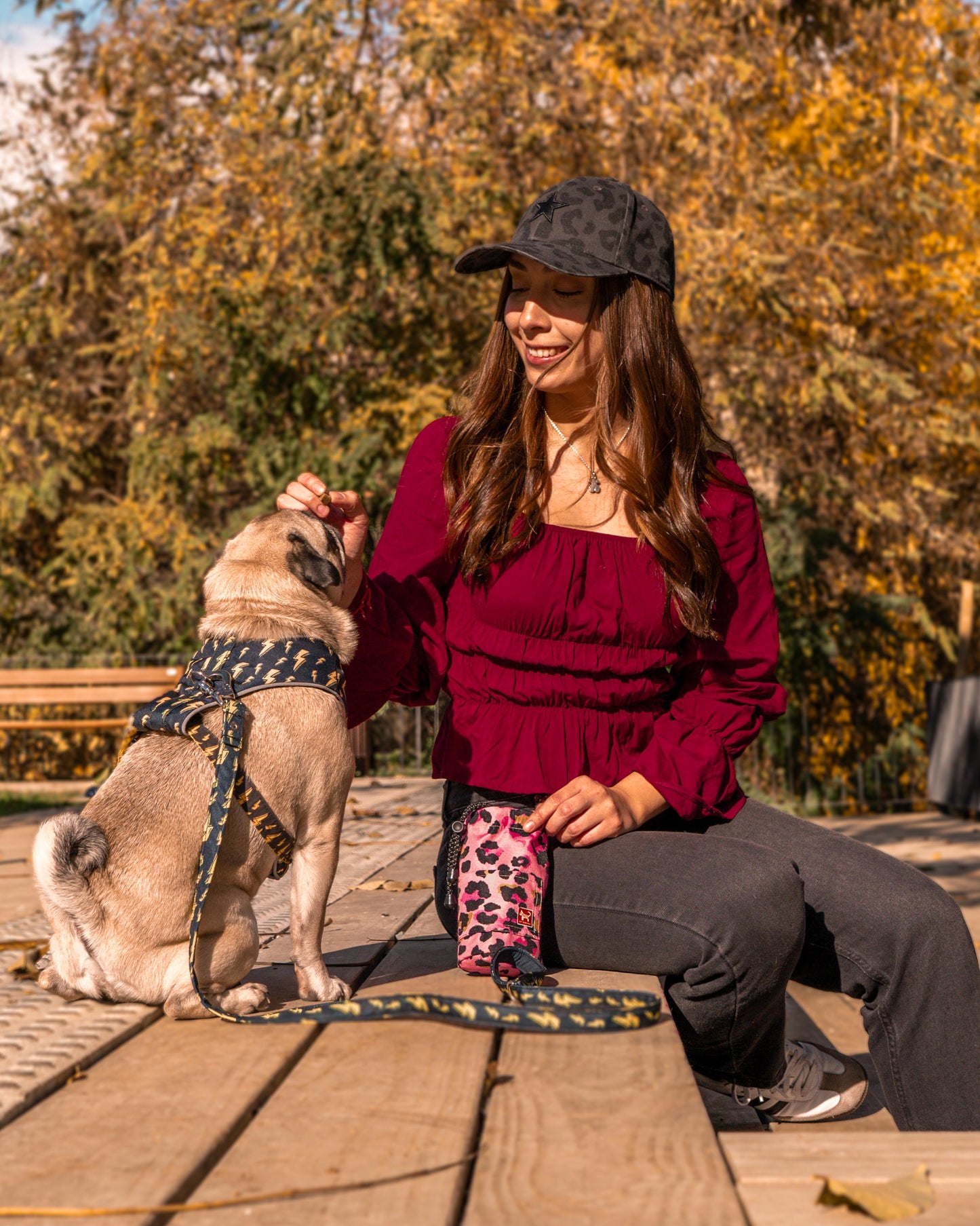 Bolso dispensador de Snacks y bolsa de paseo Pink Print