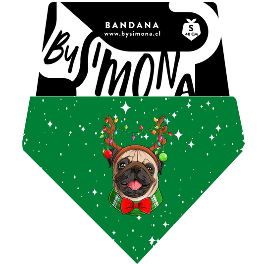 Bandana Navidad Pug verde