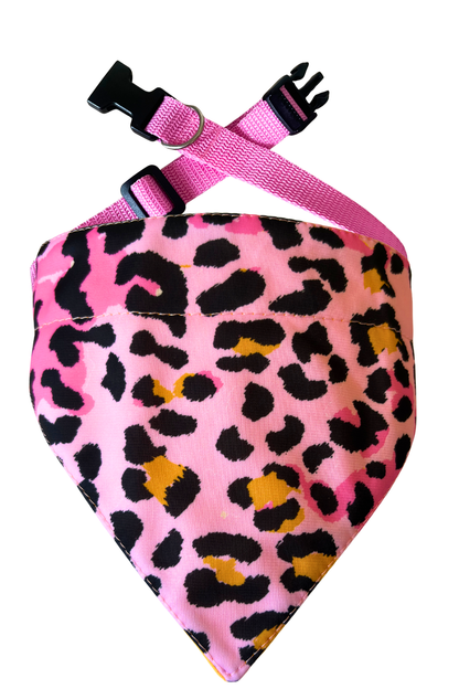 Bandana con collar ajustable para perros y gatos - Pink Print