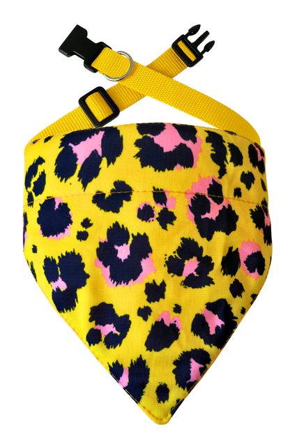 Bandana con collar ajustable para perros y gatos - Yellow print