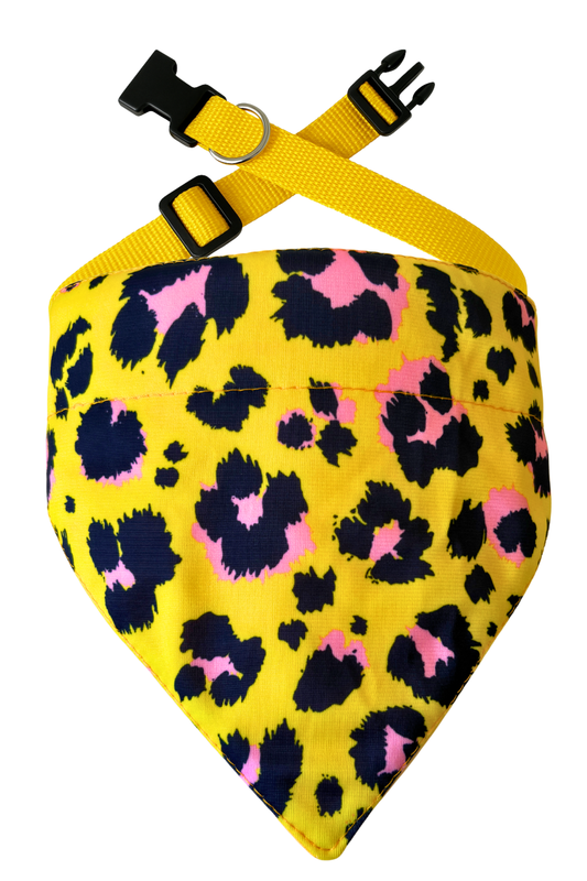 Bandana con collar ajustable para perros y gatos - Yellow print