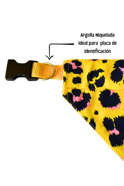 Bandana con collar ajustable para perros y gatos - Yellow print