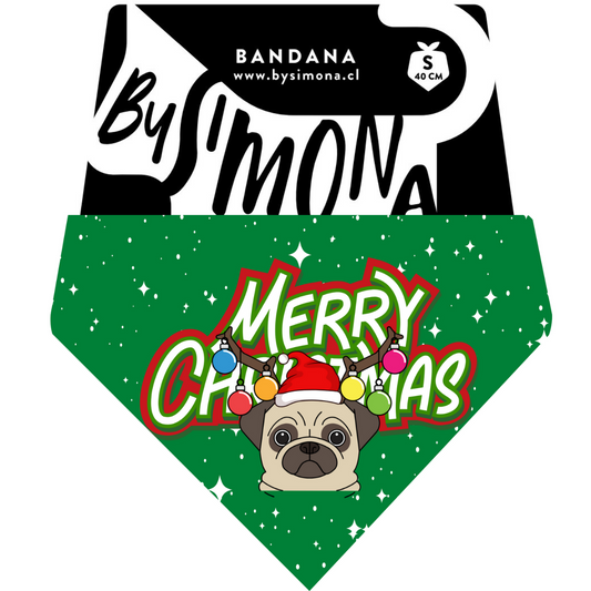 Bandana Navidad Pug Verde 2