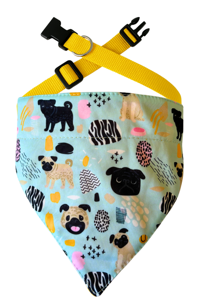 Bandana con collar ajustable para perros y gatos - Pug