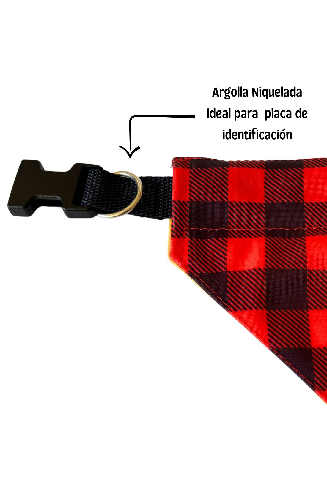 Bandana con collar ajustable para perros y gatos - Cuadrillé