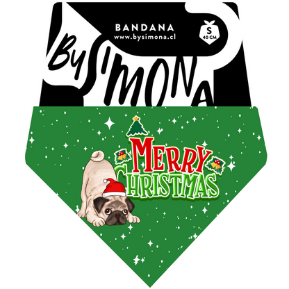 Bandana Navidad Pug Verde 3