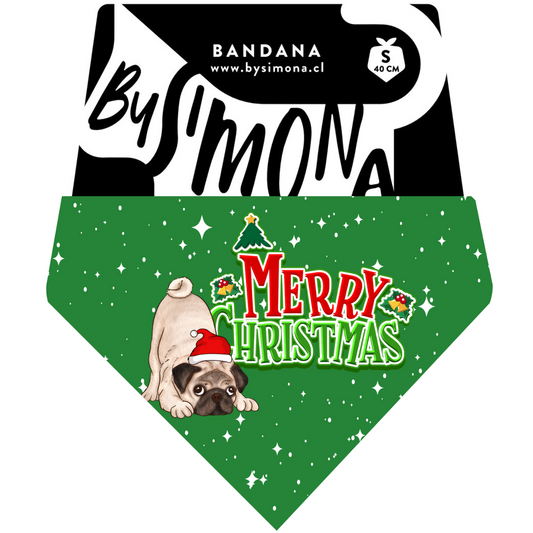 Bandana Navidad Pug Verde 3