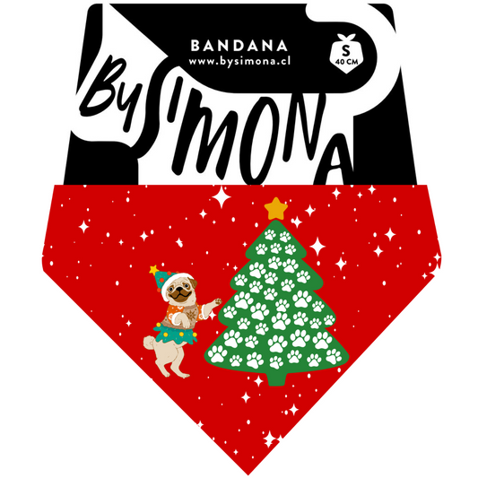 Bandana Navidad Pug Árbol