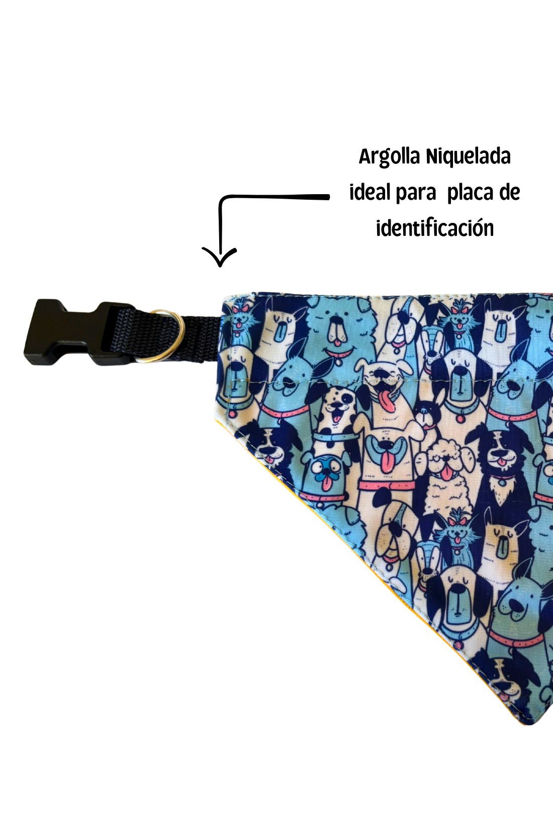 Bandana con collar ajustable para perros y gatos - Perritos azules