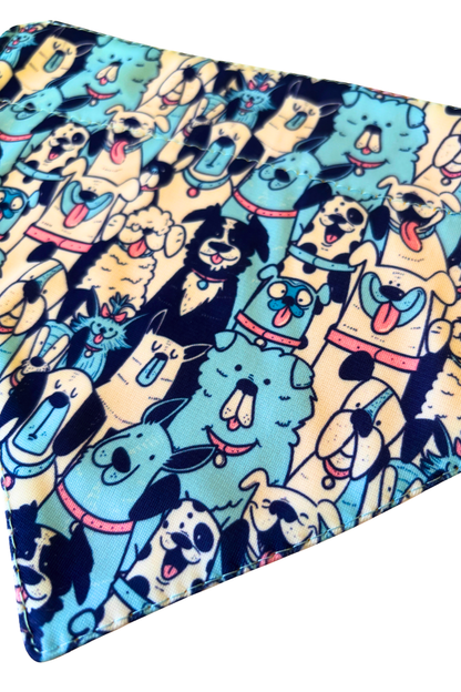 Bandana con collar ajustable para perros y gatos - Perritos azules