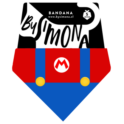 Bandana con collar para perros caricaturas Mario