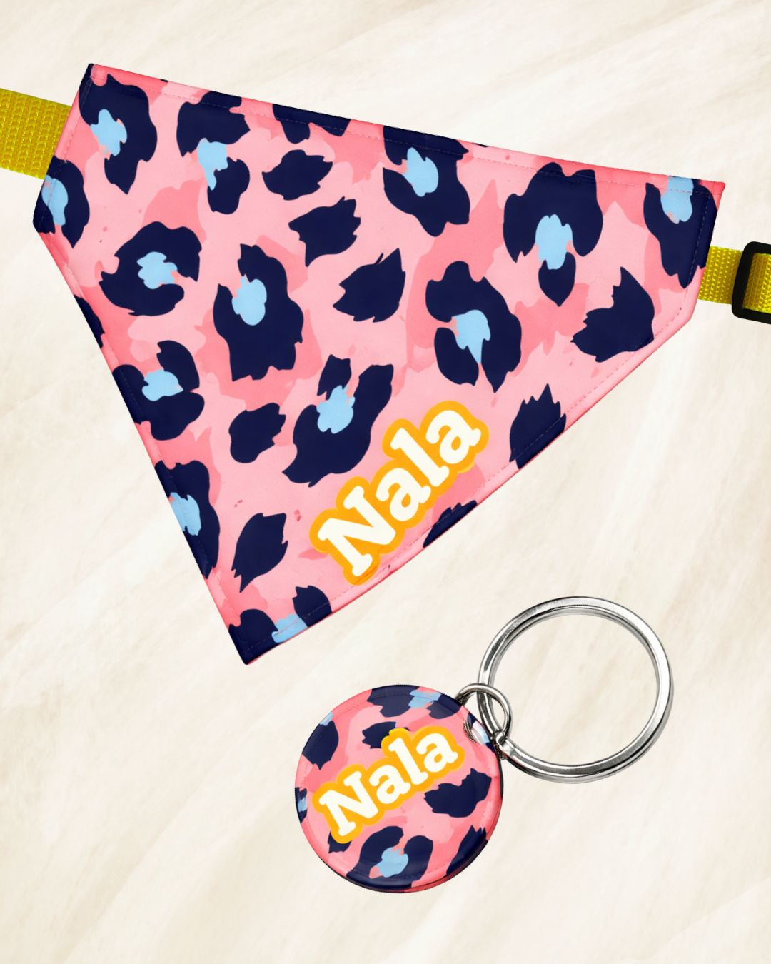 Pack Bandana + Plaquita para Perros y Gatos Perritos Animal print