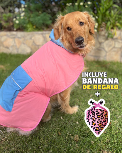 Parka Impermeable para Perros Rosada + Bandana de regalo