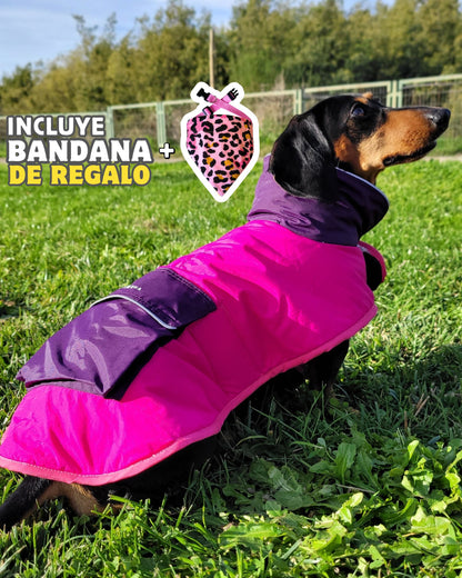 Parka Impermeable para Perros Fucsia + Bandana de regalo