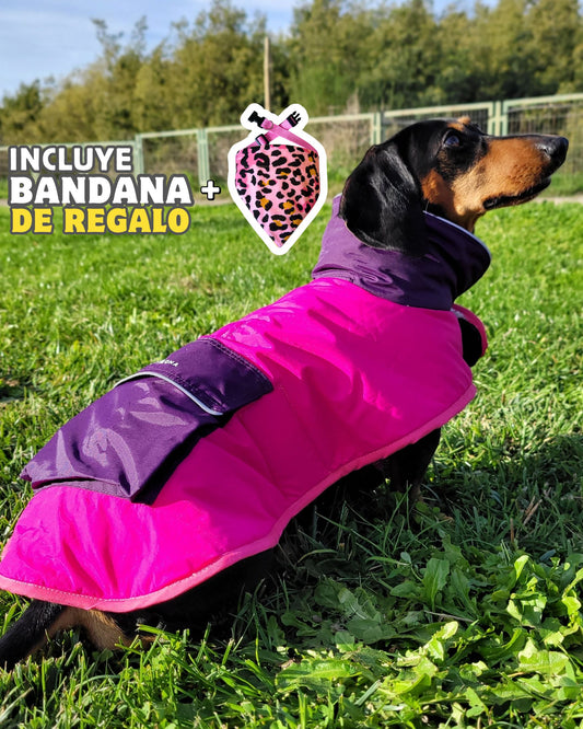 Parka Impermeable para Perros Fucsia + Bandana de regalo