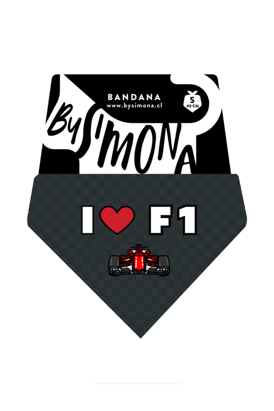 Bandana con Collar Ajustable para Perros y Gatos - I LOVE F1 ♥