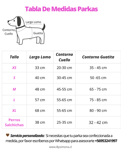 Parka Impermeable y Térmica para Perros diseño Rosado