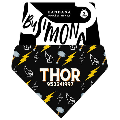 Bandana Personalizada con Collar Ajustable para Mascotas – Diseño THUNDER